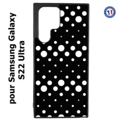 Coque pour Samsung Galaxy S23 Ultra - motif géométrique pattern N et B ronds noir sur blanc