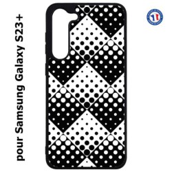 Coque pour Samsung Galaxy S23 PLUS - motif géométrique pattern noir et blanc - ronds carrés noirs blancs