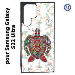 Coque pour Samsung Galaxy S23 Ultra - Tortue art floral