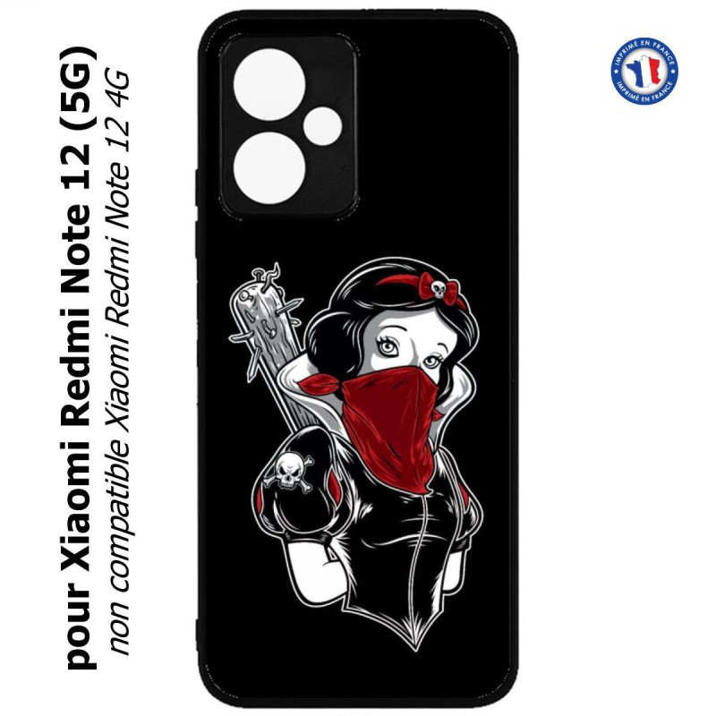 Coque noire personnalisée pour Smartphone Xiaomi Redmi Note 12 (5G) -  Blanche foulard Rouge Gourdin Dessin animé