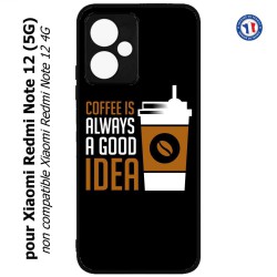 Coque pour Xiaomi Redmi Note 12 (5G) - Coffee is always a good idea - fond noir
