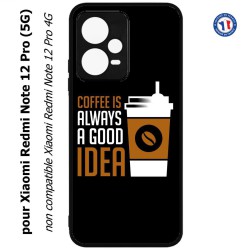 Coque pour Xiaomi Redmi Note 12 Pro (5G) - Coffee is always a good idea - fond noir