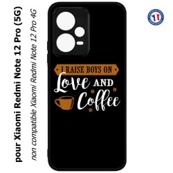Coque pour Xiaomi Redmi Note 12 Pro (5G) - I raise boys on Love and Coffee - coque café