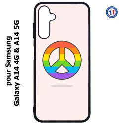 Coque pour Samsung Galaxy A14-4G & A14-5G - Peace and Love LGBT - couleur arc en ciel