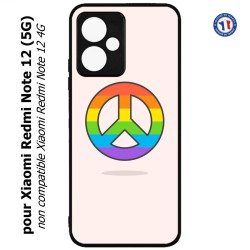 Coque pour Xiaomi Redmi Note 12 (5G) - Peace and Love LGBT - couleur arc en ciel