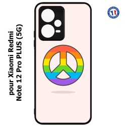 Coque pour Xiaomi Redmi Note 12 Pro PLUS (5G) - Peace and Love LGBT - couleur arc en ciel