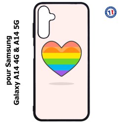 Coque pour Samsung Galaxy A14-4G & A14-5G - Rainbow hearth LGBT - couleur arc en ciel Coeur LGBT