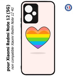 Coque pour Xiaomi Redmi Note 12 (5G) - Rainbow hearth LGBT - couleur arc en ciel Coeur LGBT