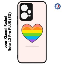 Coque pour Xiaomi Redmi Note 12 Pro PLUS (5G) - Rainbow hearth LGBT - couleur arc en ciel Coeur LGBT