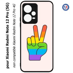 Coque pour Xiaomi Redmi Note 12 Pro (5G) - Rainbow Peace LGBT - couleur arc en ciel Main Victoire Paix LGBT
