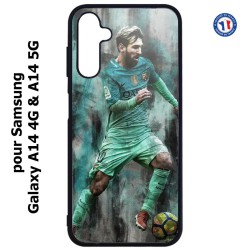 Coque pour Samsung Galaxy A14-4G & A14-5G - Lionel Messi FC Barcelone Foot vert-rouge-jaune