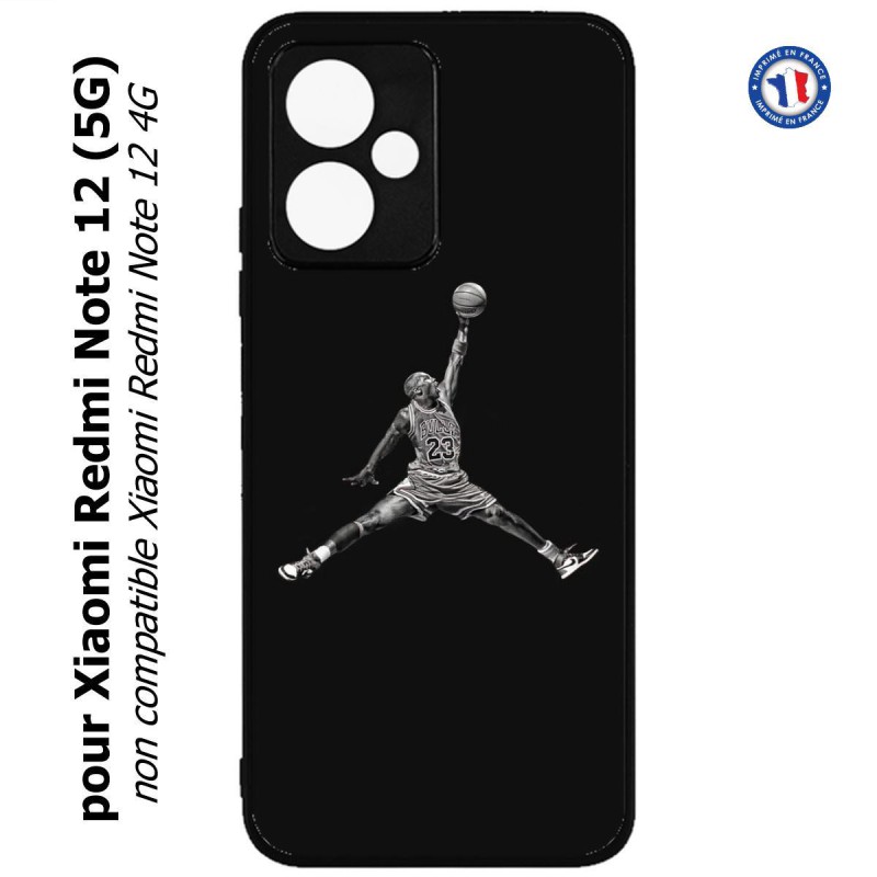Coque noire personnalisée pour Smartphone Xiaomi Redmi Note 12 (5G) -  Michael Jordan 23 shoot Chicago Bulls Basket