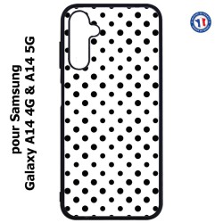 Coque pour Samsung Galaxy A14-4G & A14-5G - motif géométrique pattern noir et blanc - ronds noirs