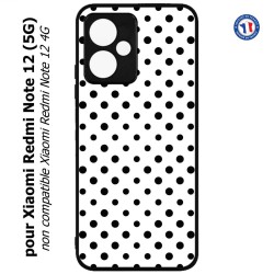 Coque pour Xiaomi Redmi Note 12 (5G) - motif géométrique pattern noir et blanc - ronds noirs