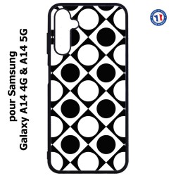 Coque pour Samsung Galaxy A14-4G & A14-5G - motif géométrique pattern noir et blanc - ronds et carrés
