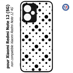 Coque pour Xiaomi Redmi Note 12 (5G) - motif géométrique pattern noir et blanc - ronds noirs sur fond blanc