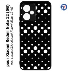 Coque pour Xiaomi Redmi Note 12 (5G) - motif géométrique pattern N et B ronds noir sur blanc