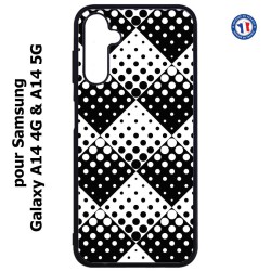 Coque pour Samsung Galaxy A14-4G & A14-5G - motif géométrique pattern noir et blanc - ronds carrés noirs blancs