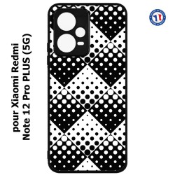 Coque pour Xiaomi Redmi Note 12 Pro PLUS (5G) - motif géométrique pattern noir et blanc - ronds carrés noirs blancs