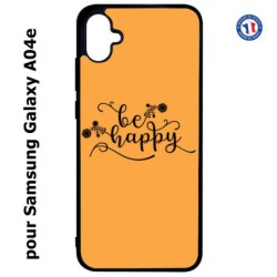 Coque pour Samsung Galaxy A04e -  Be Happy sur fond orange - Soyez heureux - Sois heureuse - citation