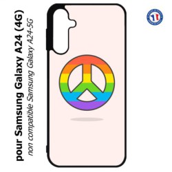 Coque pour Samsung Galaxy A24 (4G) -  Peace and Love LGBT - couleur arc en ciel