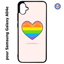 Coque pour Samsung Galaxy A04e -  Rainbow hearth LGBT - couleur arc en ciel Coeur LGBT