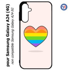 Coque pour Samsung Galaxy A24 (4G) -  Rainbow hearth LGBT - couleur arc en ciel Coeur LGBT