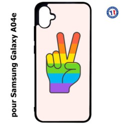 Coque pour Samsung Galaxy A04e -  Rainbow Peace LGBT - couleur arc en ciel Main Victoire Paix LGBT