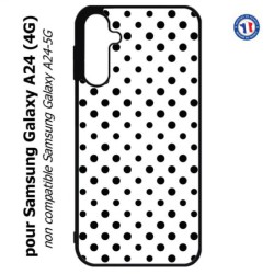 Coque pour Samsung Galaxy A24 (4G) -  motif géométrique pattern noir et blanc - ronds noirs
