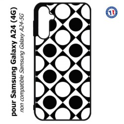 Coque pour Samsung Galaxy A24 (4G) -  motif géométrique pattern noir et blanc - ronds et carrés