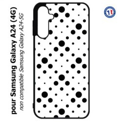 Coque pour Samsung Galaxy A24 (4G) -  motif géométrique pattern noir et blanc - ronds noirs sur fond blanc