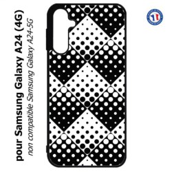 Coque pour Samsung Galaxy A24 (4G) -  motif géométrique pattern noir et blanc - ronds carrés noirs blancs