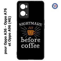 Coque pour Oppo A36 / A76 / A96 (4G) -  Nightmare before Coffee - coque café