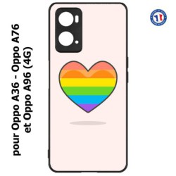 Coque pour Oppo A36 / A76 / A96 (4G) -  Rainbow hearth LGBT - couleur arc en ciel Coeur LGBT
