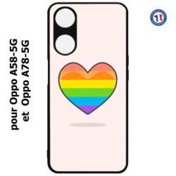 Coque pour Oppo A58-5G / Oppo A78-5G -  Rainbow hearth LGBT - couleur arc en ciel Coeur LGBT