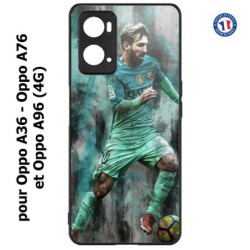 Coque pour Oppo A36 / A76 / A96 (4G) -  Lionel Messi FC Barcelone Foot vert-rouge-jaune