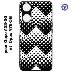 Coque pour Oppo A58-5G / Oppo A78-5G -  motif géométrique pattern noir et blanc - ronds carrés noirs blancs