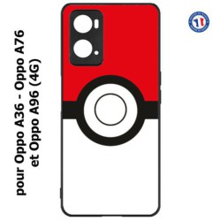 Coque pour Oppo A36 / A76 / A96 (4G) -  rond noir sur fond rouge et blanc