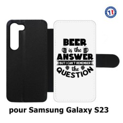Etui cuir pour Samsung Galaxy S23 Beer is the answer Humour Bière