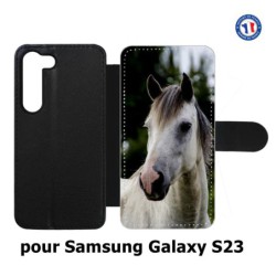 Etui cuir pour Samsung Galaxy S23 Coque cheval blanc - tête de cheval
