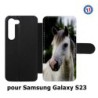 Etui cuir pour Samsung Galaxy S23 Coque cheval blanc - tête de cheval