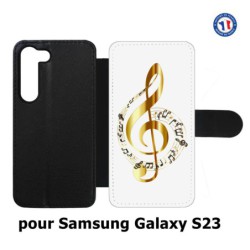 Etui cuir pour Samsung Galaxy S23 clé de sol - solfège musique - musicien