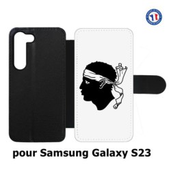 Etui cuir pour Samsung Galaxy S23 Drapeau Corse Emblème - Écusson Corse Tête de Maure