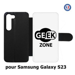 Etui cuir pour Samsung Galaxy S23 Logo Geek Zone noir & blanc