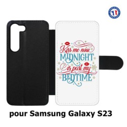 Etui cuir pour Samsung Galaxy S23 Kiss me now Midnight is past my Bedtime amour embrasse-moi