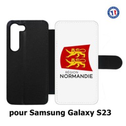 Etui cuir pour Samsung Galaxy S23 Logo Normandie - Écusson Normandie - 2 léopards