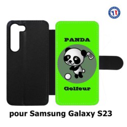 Etui cuir pour Samsung Galaxy S23 Panda golfeur - sport golf - panda mignon