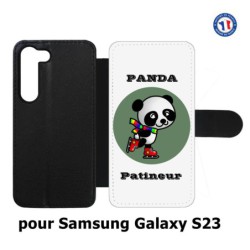 Etui cuir pour Samsung Galaxy S23 Panda patineur patineuse - sport patinage