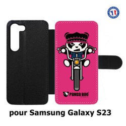Etui cuir pour Samsung Galaxy S23 PANDA BOO© Moto Biker - coque humour