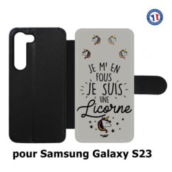 Etui cuir pour Samsung Galaxy S23 ProseCafé© coque Humour : Je m'en fous